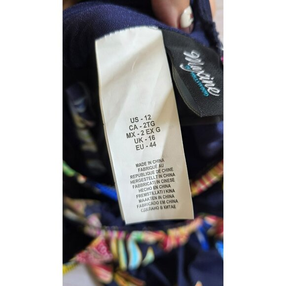 Maxine of Hollywood Swim Top Size Large Blue Floral Tropical Beach NEW Cruise - Picture 3 of 11